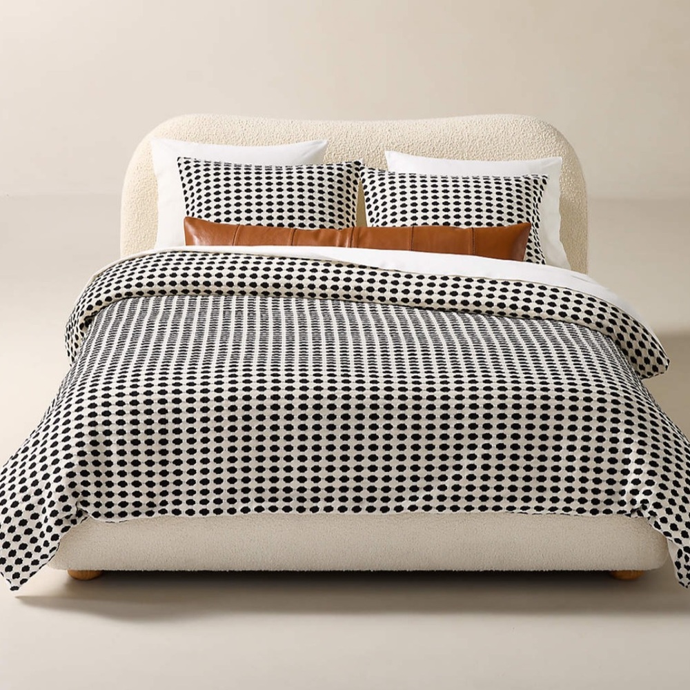 CB2 Estela Black And White King Duvet Cover and King Pillow Shams